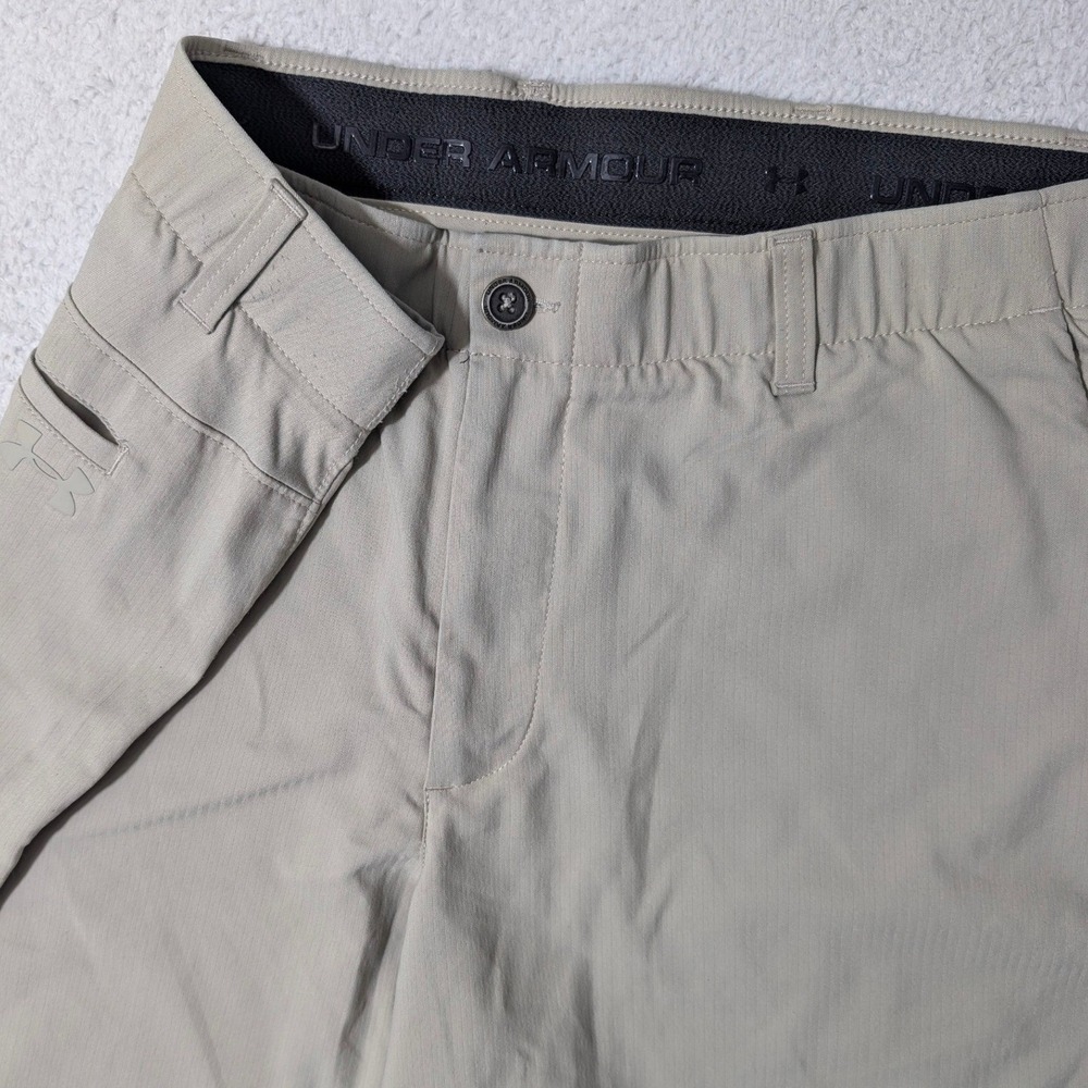 Under Armour Golf Shorts Mens 40/10 Tan Stretch Performance 1309548 Match Play‎